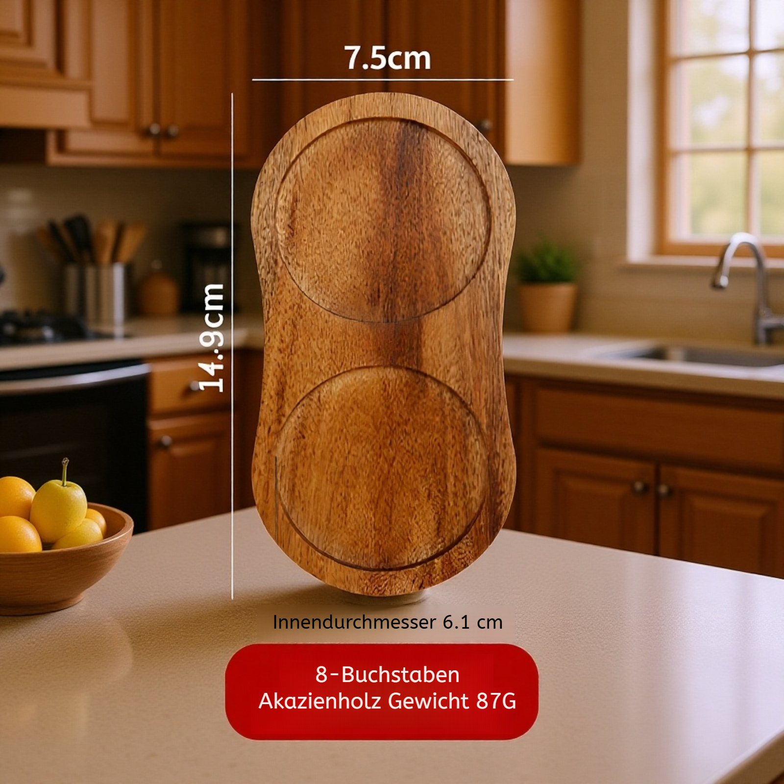 Massivholz Sockel für Pfeffermühle Detailansicht