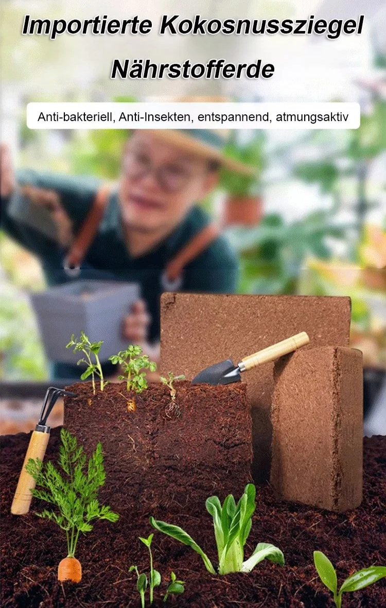Feuchtigkeitsspeichernder Kokos-Ziegel für optimale Pflanzenpflege