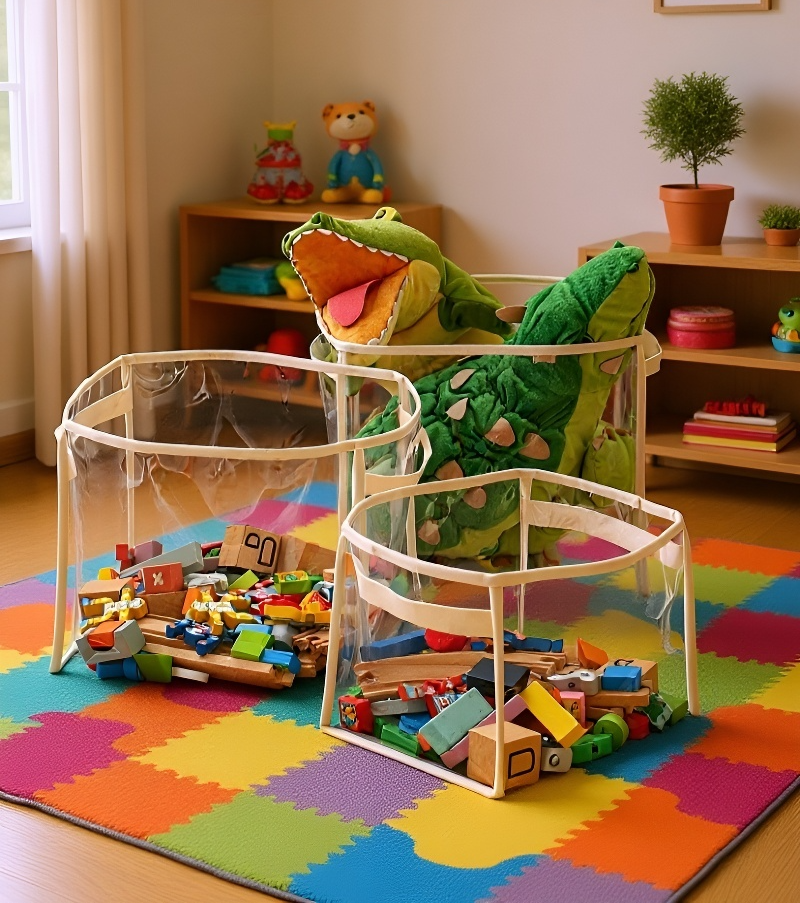 Große transparente PVC-Aufbewahrungstasche mit Griff – Gesamtansicht