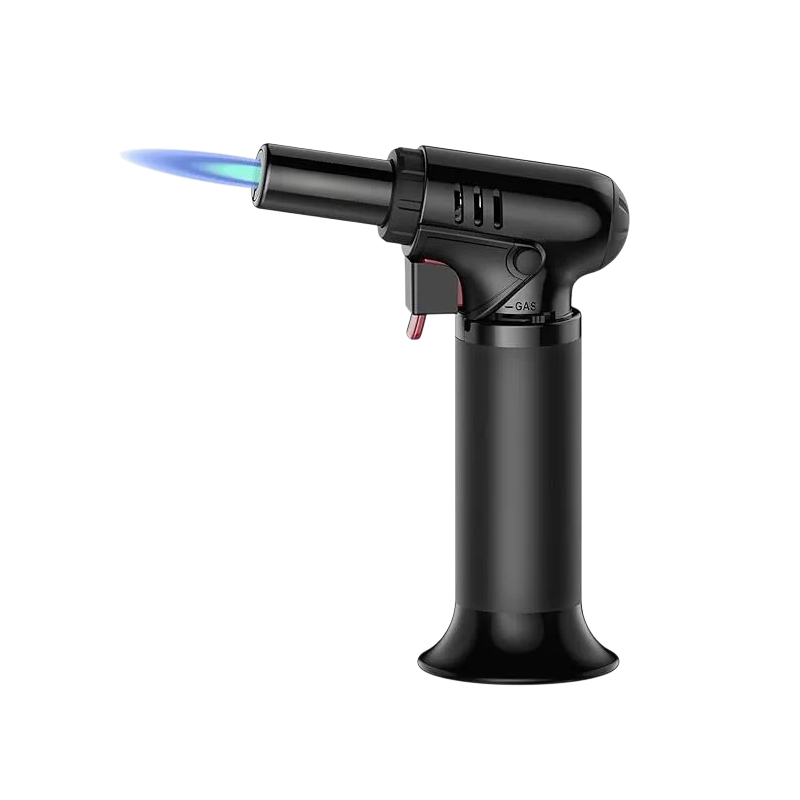 Flambierbrenner mit Tankanzeige , Bunsenbrenner Nachfüllbarer Creme Brulee Brenner mit Sicherheitsschloss für die Küche, Geb?ck, Desserts, Camping (Butan nicht inbegriffen)