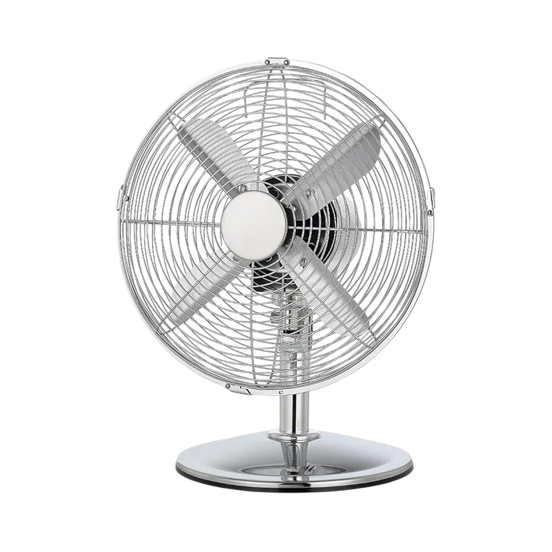 Tischventilator, 40 W, Chrom-Finish, Durchmesser 30,5 cm mit 4 Flügeln, 3 Geschwindigkeiten, Oszillation, h?henverstellbar, maximale Sicherheit