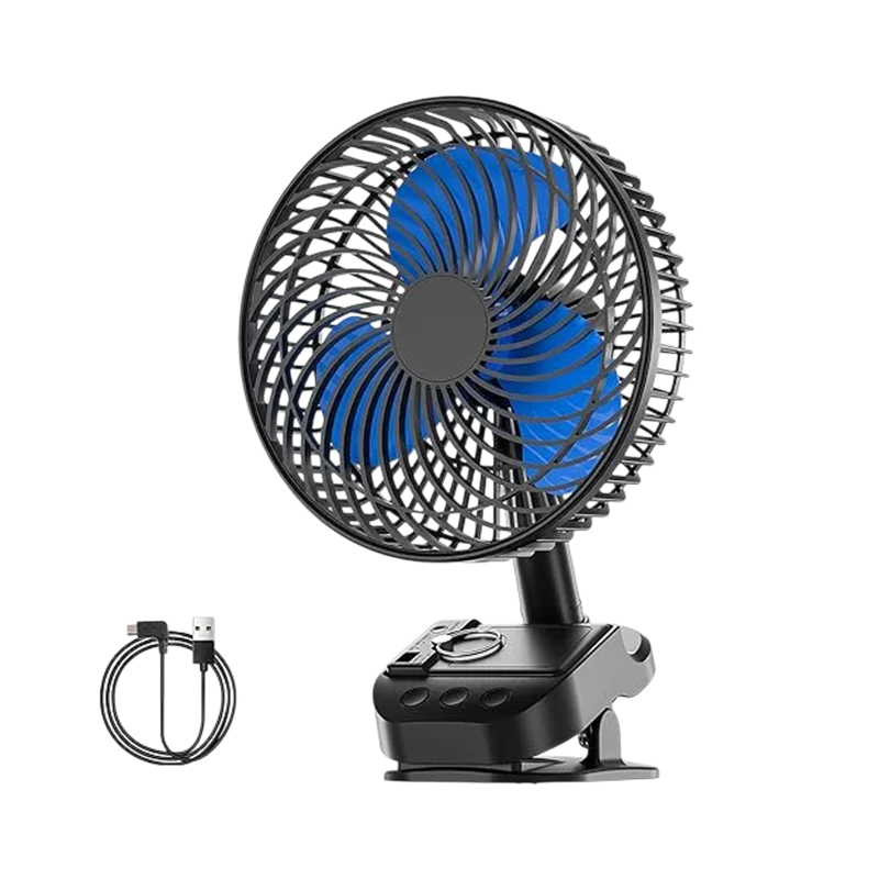 4 in 1 USB Ventilator, 8'' Clip Ventilator, 10000 mAh Tischventilator, 5-Gang Camping Ventilator, 45°/90° Drehung, Timer-Funktion, mit Clip & Haken, Deckenventilator für Zuhause, Büro