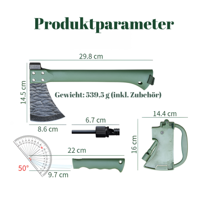 Outdoor-Bergaxt, rutschfest, verschleißfest, multifunktional, Camping-Handaxt, integrierte Ingenieur