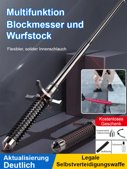 【50 % Rabatt, nur heute】 3-in-1 Notfallstab: Selbstverteidigung, Scheibenbrecher & Wanderhilfe – ausziehbar und leicht tragbar