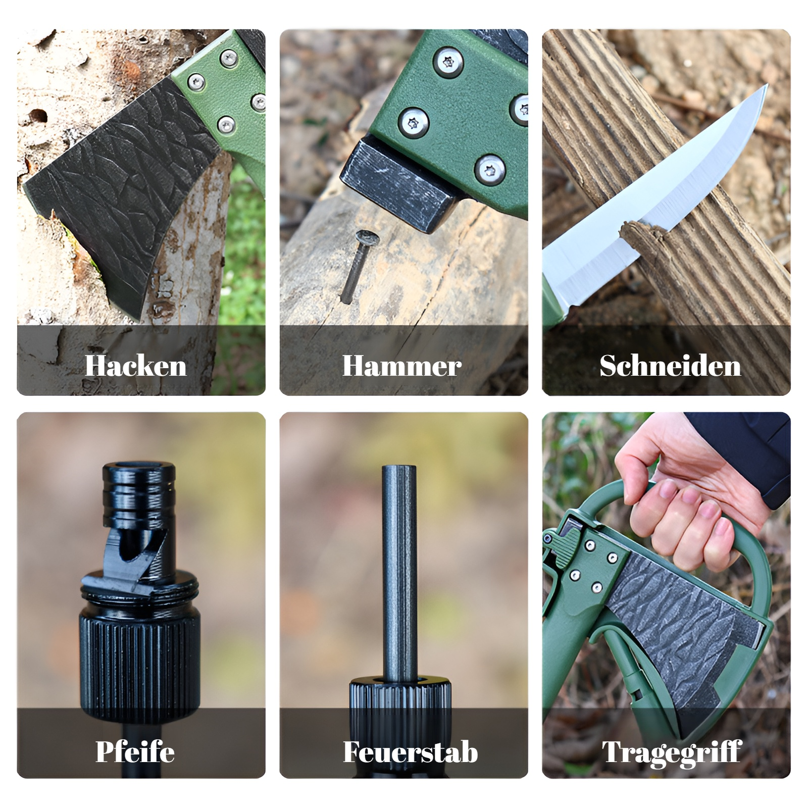 Outdoor-Bergaxt, rutschfest, verschleißfest, multifunktional, Camping-Handaxt, integrierte Ingenieur