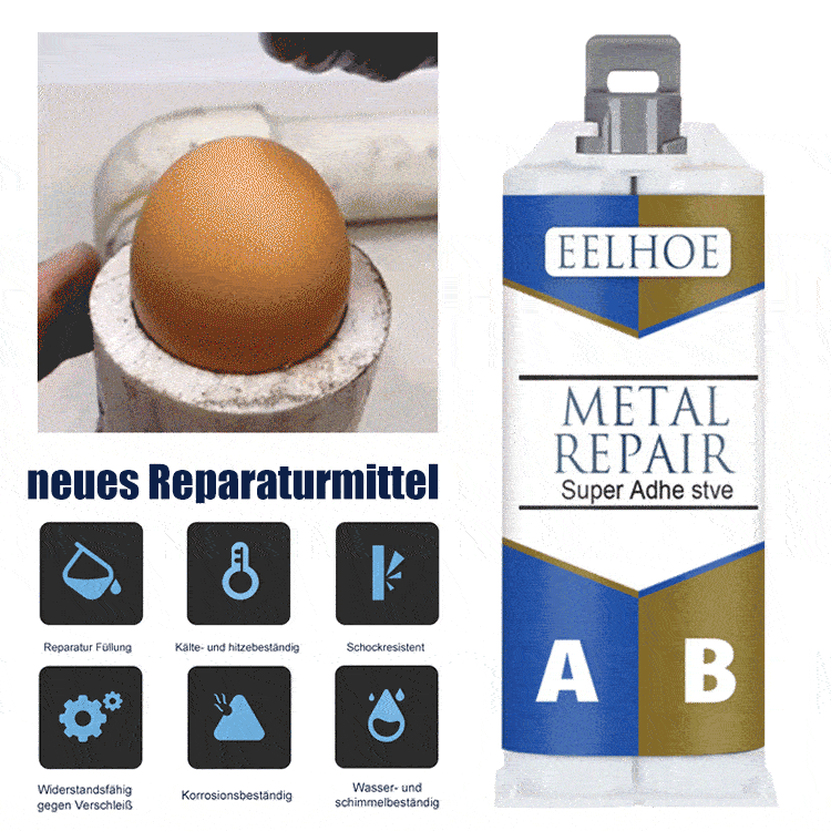  SGS-zertifiziertes Metall-Reparaturguss-Kleber (nach DIN-Norm) – 10 Jahre Bruchschutz-Garantie