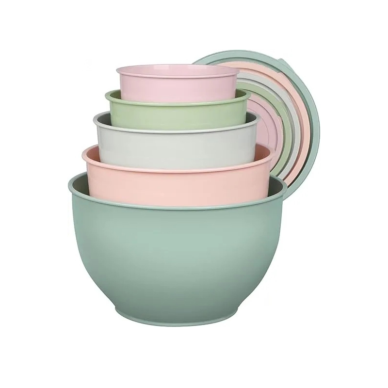 Salatschüssel Set mit Deckel, Rührschüsseln Set aus Kunststoff, Stapelbare Nesting-Schüssel-Set für Küche,Gro?e Schüsselset,Servierschalen ideal zum Mischen und Servieren,