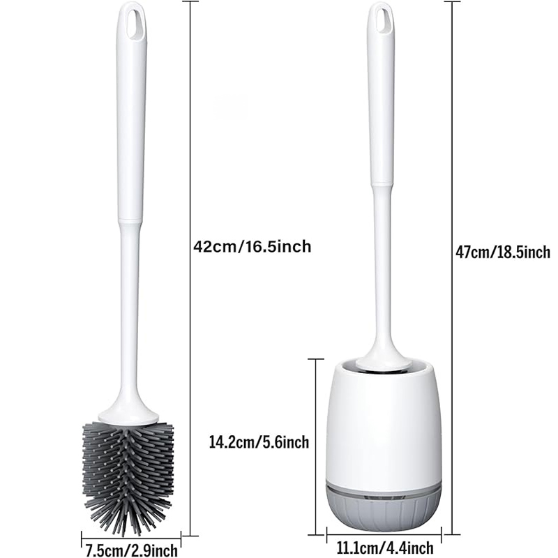 Klobürste Silikon, mit Schnell Trocknendem St?nder und Auslaufsicherer Basis, WC-Bürste Silikon Sauber Ohne Tote Ecken, Klobürstenhalter Wandmontage & Stehen