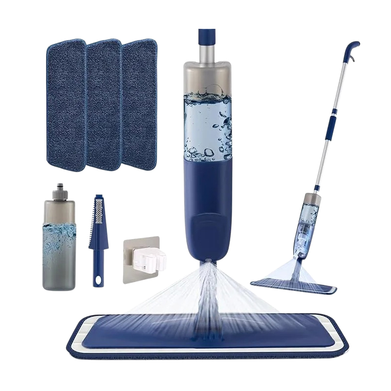 Bodenwischer mit Sprühfunktion，360 Grad Rotierender Sprühwischer mit 3 Waschbaren Mikrofaser Pads，500ML Wassertank，1*Mop-Halter，Wischmopp für Schnelle Reinigung Hartholz, Marmor, Laminat, Fliesen