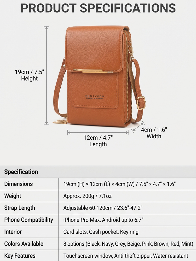 📱 Touchscreen Anti-Theft Crossbody Bag | Fits Phone/Passport | 8 Colors