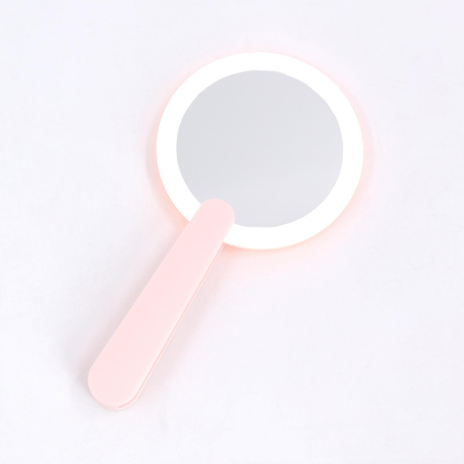 Handheld Lighted Mirror, Rechargeable Hand Mirror, Portable Makeup Lighted Mirror With Swivel Handle