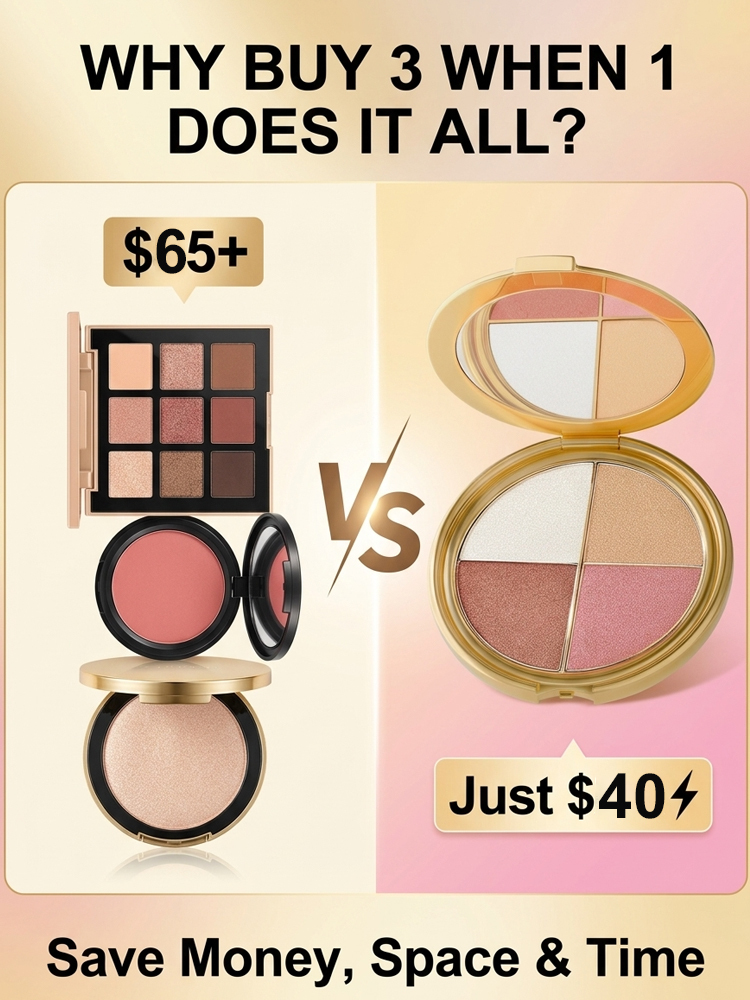 Zephoco Portable Eye & Cheek Highlight Palette - All-in-One Natural Look