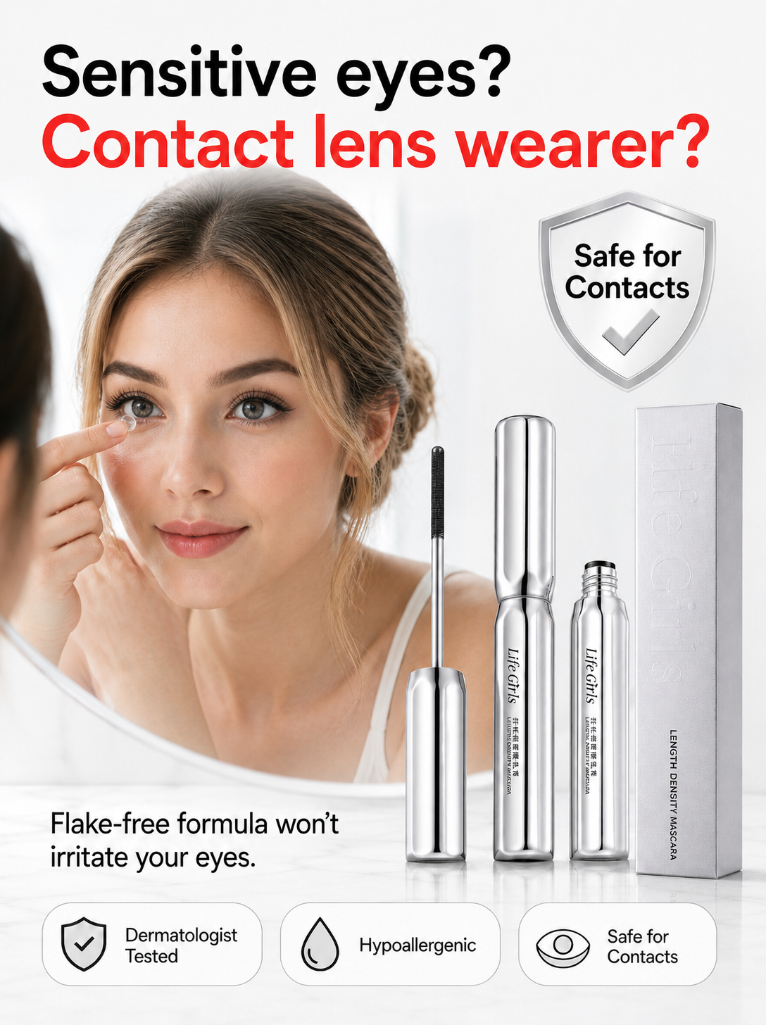 3-in-1 Metal Wand Mascara | 3s Instant Lash Lift | Zero Clumping | 24h Waterproof 💖