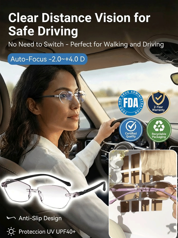 Ultra-light Integrated Smart Zoom Diamond-Cut Reading Glasses