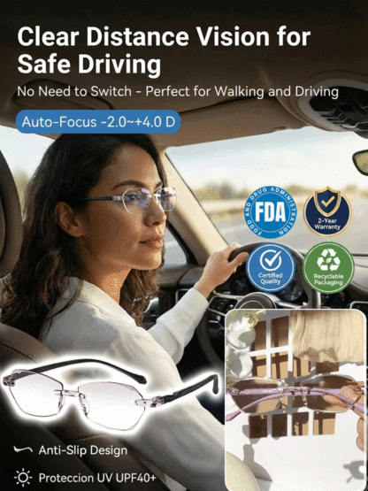 Ultra-light Integrated Smart Zoom Diamond-Cut Reading Glasses