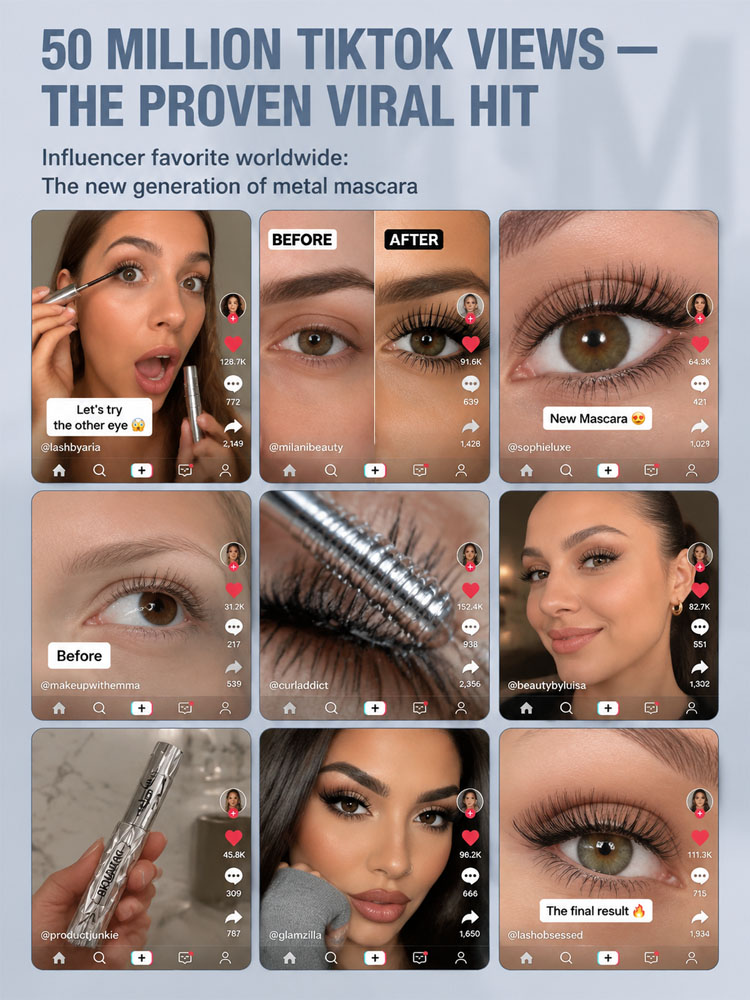 Makeup - Skincare Hybrid! Metal Mascara with Built-In Growth Serum, BOGO Sale to Grow Natural Lashes!