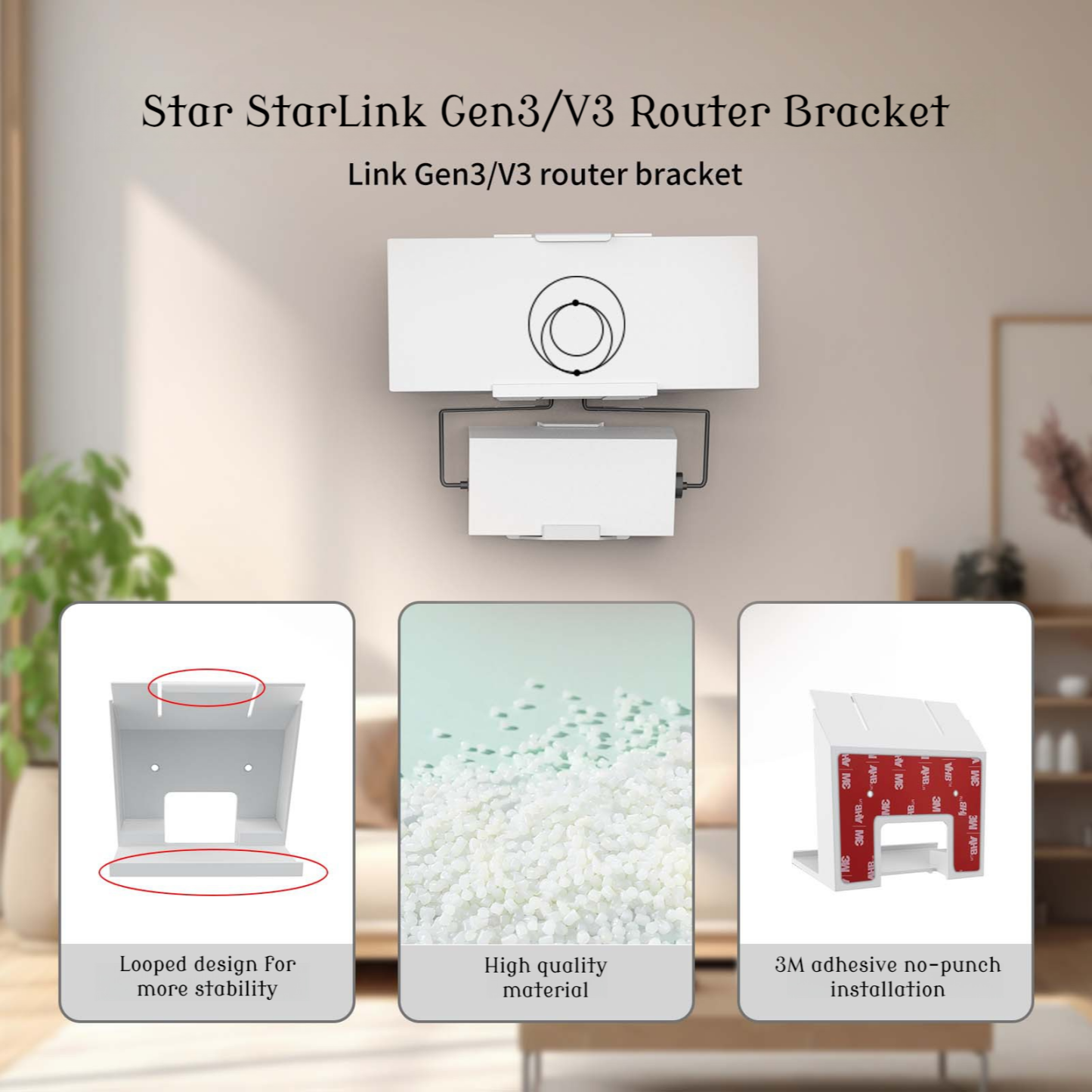 NoPunch Plastic Wall Bracket Router Triple Router Bracket