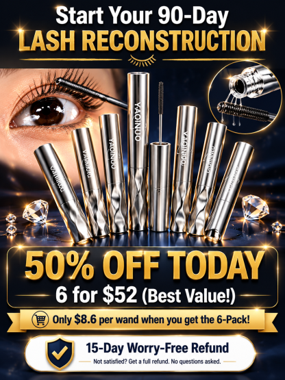 0.33mm Sterile Metal Wand Lash Extension Peptide Serum Mascara: 24H Waterproof - Clump-Free