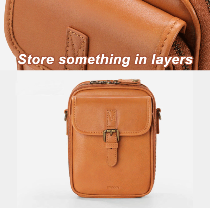 Minooy Vintage Double Layer Large Capacity Messenger Bag