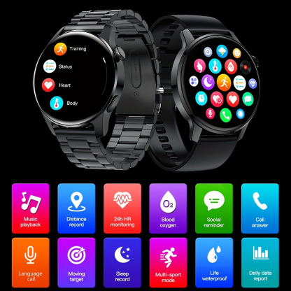 Men's Three Straps Stainless Steel Strap Business Smart Watch With Calling, Music Playing, Heart Rat