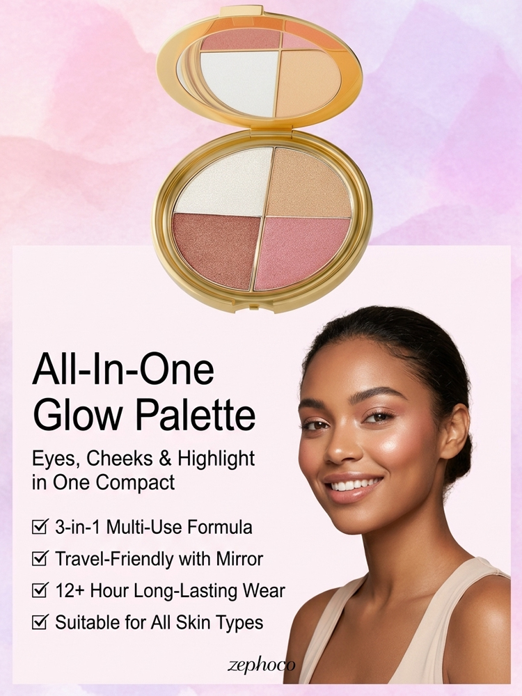 Zephoco Portable Eye & Cheek Highlight Palette - All-in-One Natural Look
