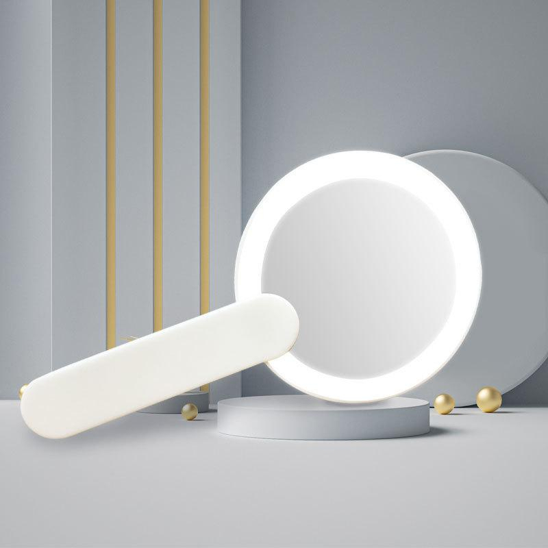 Handheld Lighted Mirror, Rechargeable Hand Mirror, Portable Makeup Lighted Mirror With Swivel Handle