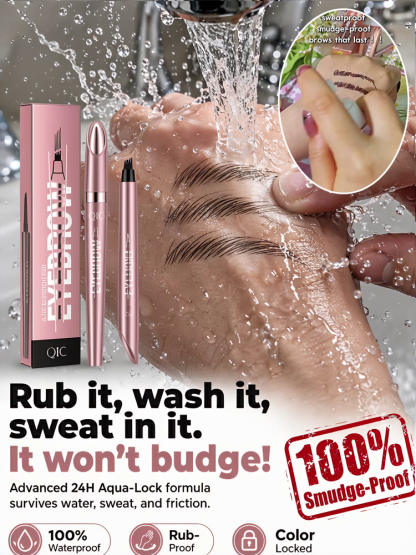 Say Goodbye to Smudging & Fading! 0.1mm Ultra-Fine Waterproof Brow Pencil Locks in Defined Brows for 24 Hours