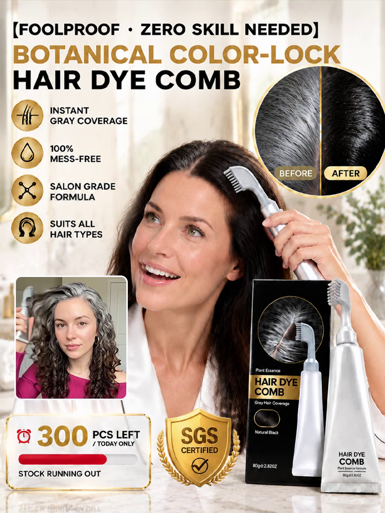 Say Goodbye to Messy Hair Dyes! Cover Grays as Easily as Combing Your Hair—3-Second Press for Youthful Natural Color!