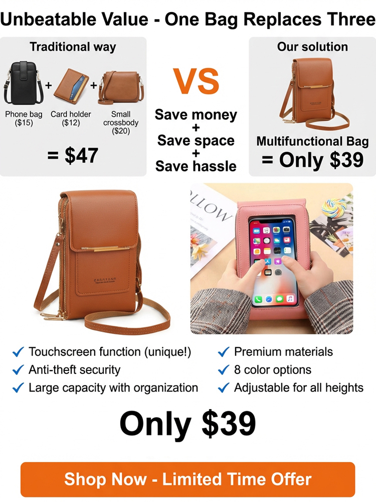 📱 Touchscreen Anti-Theft Crossbody Bag | Fits Phone/Passport | 8 Colors