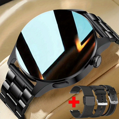 Men's Three Straps Stainless Steel Strap Business Smart Watch With Calling, Music Playing, Heart Rat