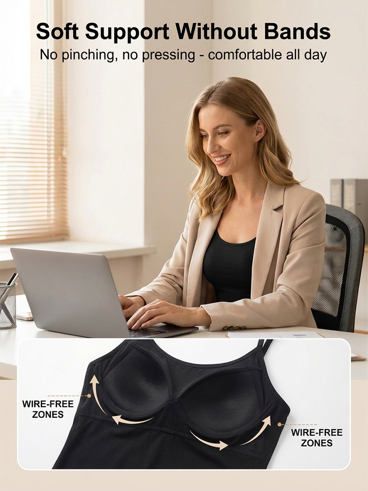 All-in-One Shaping Camisole ✨ Built-in Bra, S-6XL, 95% Organic Cotton | Instant 5KG Slimmer