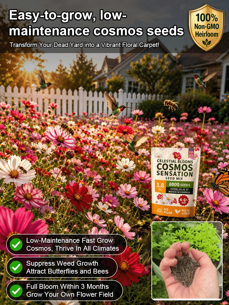 [Instant Meadow] 8000+ Heirloom Cosmos Sensation Seed Mix - Easy Grow - Covers 250 Sq Ft