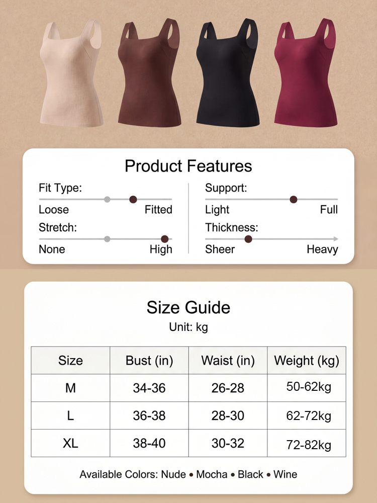 Pressure-Free Square Neck Bra Vest, Comfortable and Free