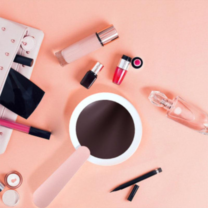 Handheld Lighted Mirror, Rechargeable Hand Mirror, Portable Makeup Lighted Mirror With Swivel Handle