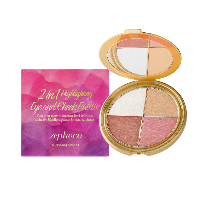 Zephoco Portable Eye & Cheek Highlight Palette - All-in-One Natural Look