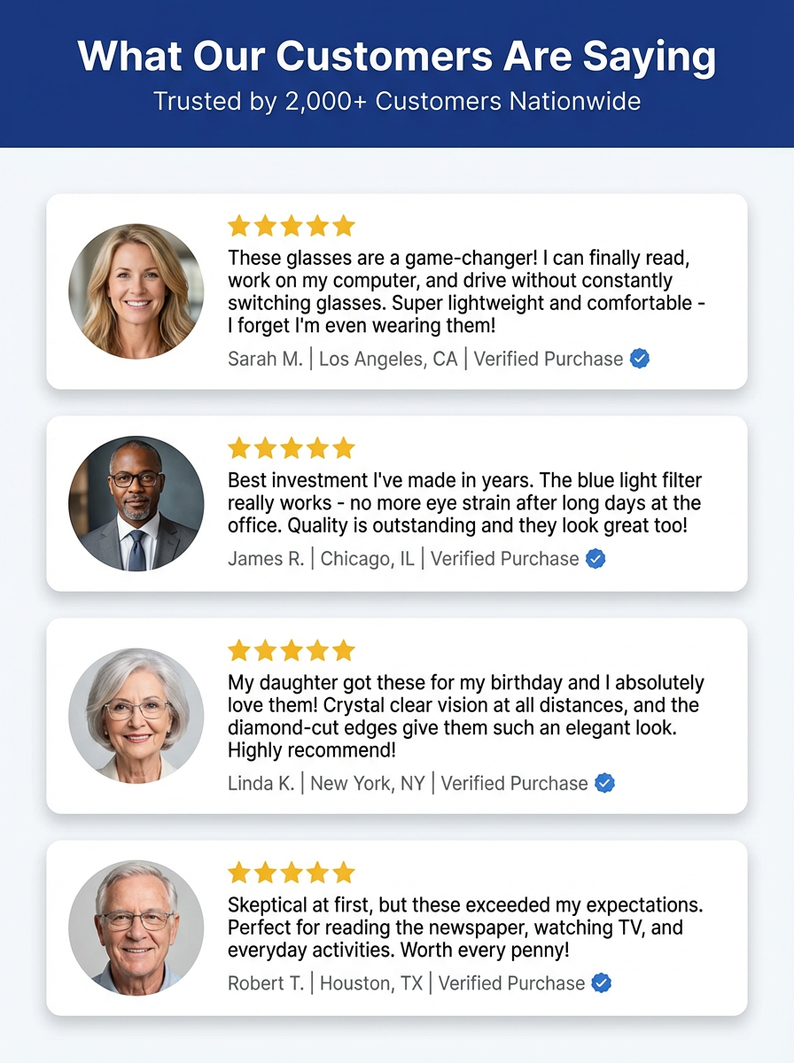 Ultra-light Integrated Smart Zoom Diamond-Cut Reading Glasses