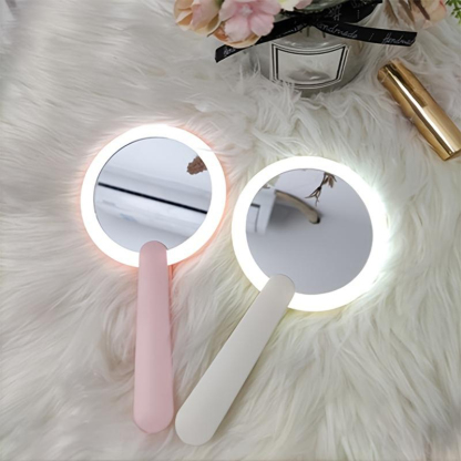 Handheld Lighted Mirror, Rechargeable Hand Mirror, Portable Makeup Lighted Mirror With Swivel Handle