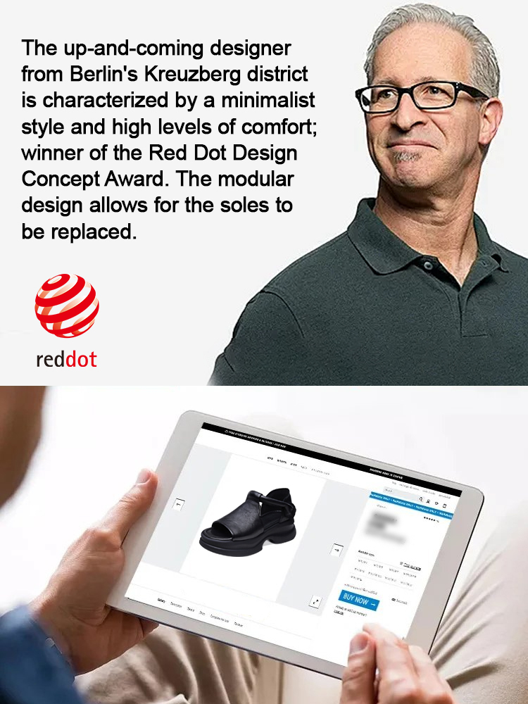 Cowhide leather upper with velcro closure and thick sole, ultra-light sandals