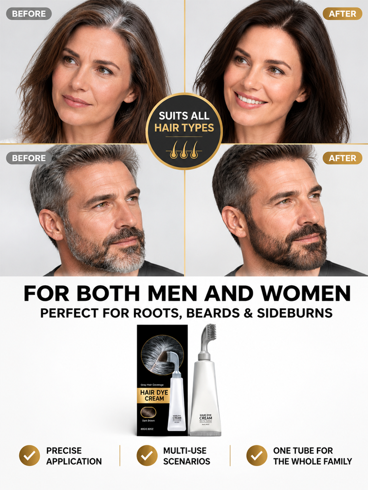 Say Goodbye to Messy Hair Dyes! Cover Grays as Easily as Combing Your Hair—3-Second Press for Youthful Natural Color!