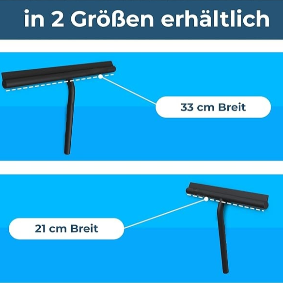 Duschabzieher - Abzieher für Dusche, Bad, Fliesen, Spiegel, Fenster - inkl. Magnet-Halterung ohne Bohren, selbstklebend - Modernes Design in edlem (21 cm, Schwarz)