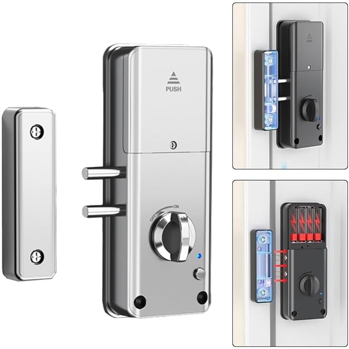 für Tuya intelligentes unsichtbares Türschloss, Einbruch-Türschloss, elektronisches Smart-Lock-App-Karte/APP-Entriegelung, unsichtbarer Türschloss, Riegel (schwarz)