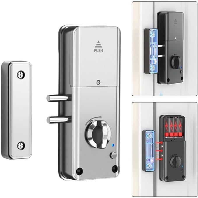 für Tuya intelligentes unsichtbares Türschloss, Einbruch-Türschloss, elektronisches Smart-Lock-App-Karte/APP-Entriegelung, unsichtbarer Türschloss, Riegel (schwarz)