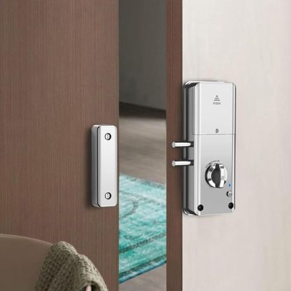 für Tuya intelligentes unsichtbares Türschloss, Einbruch-Türschloss, elektronisches Smart-Lock-App-Karte/APP-Entriegelung, unsichtbarer Türschloss, Riegel (schwarz)