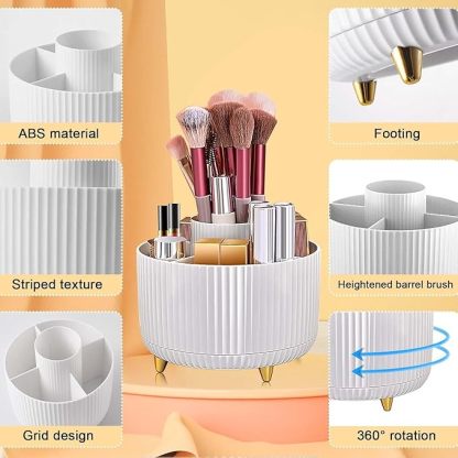 Kosmetik Make Up Organizer, 360°Drehbarer Pinsel Organizer, Lidschattenpinsel Lippenstift Etui, Aufbewahrung Kosmetik Organizers für Zimmer Decor Frisiertisch, Schlafzimmer, Bad (wei?)