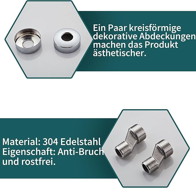 Duscharmatur Mit Thermostat, Mischbatterie Dusche Thermostat, Armatur Dusche, Brausestange mit Verbrühungsschutzventil, Chrom, Messing