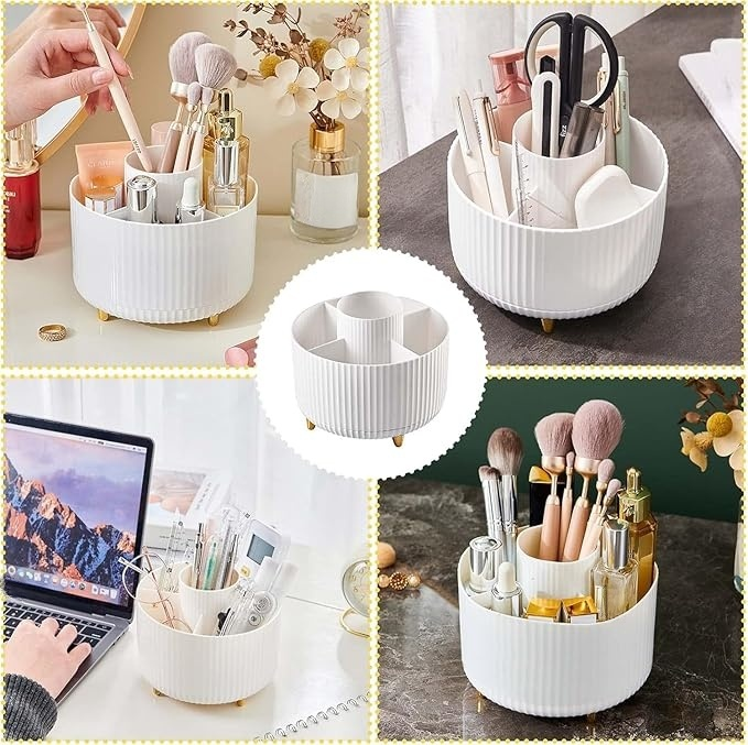 Kosmetik Make Up Organizer, 360°Drehbarer Pinsel Organizer, Lidschattenpinsel Lippenstift Etui, Aufbewahrung Kosmetik Organizers für Zimmer Decor Frisiertisch, Schlafzimmer, Bad (wei?)