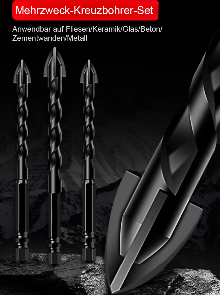 【Bohrversagen = Geld zurück!】Wolfram-Kreuzbohrer-Set ❤️ 1 Sek. Durchdringung (Wand/Glas/Keramik/Edelstahl)