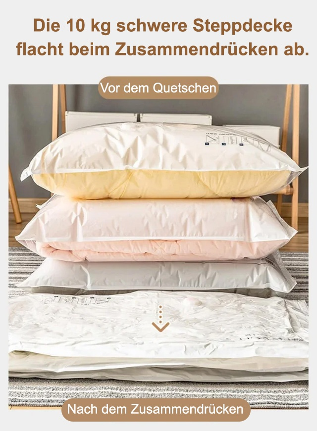 Einfache Anwendung der Vakuum-Kompressionsbeutel mit Staubsauger