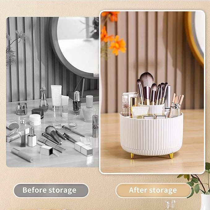 Kosmetik Make Up Organizer, 360°Drehbarer Pinsel Organizer, Lidschattenpinsel Lippenstift Etui, Aufbewahrung Kosmetik Organizers für Zimmer Decor Frisiertisch, Schlafzimmer, Bad (wei?)