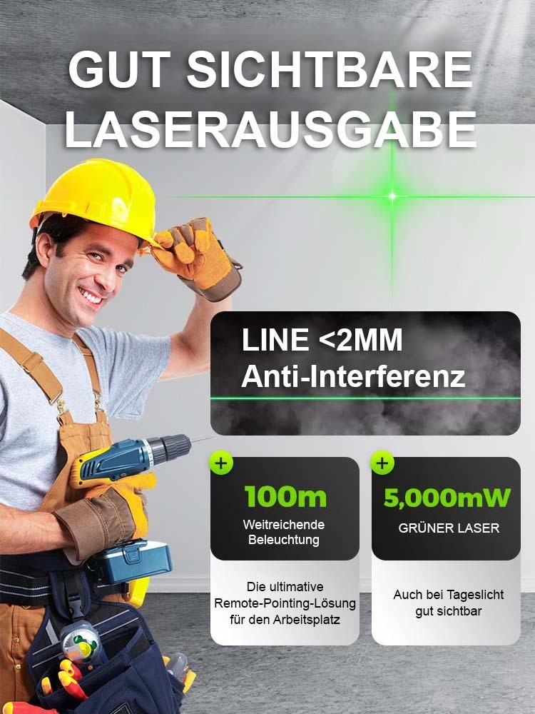 [Sichtbar bei Sonnenlicht · Innen-/Außenbereich] Baulaser-Nivelliergerät ❤️ 5000 Messungen · Millimetergenau · 3 Modi